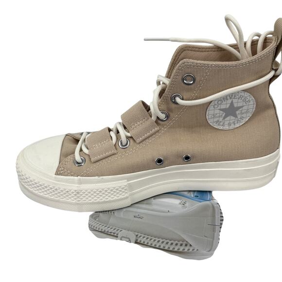 Converse Chuck Taylor All Star Hi Lift Sneaker Khaki White Size 8 Womens NEW - Picture 4 of 7